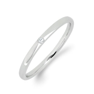 ダイヤモンドリング 1石 0.01ct ストレート 細身 K10WG