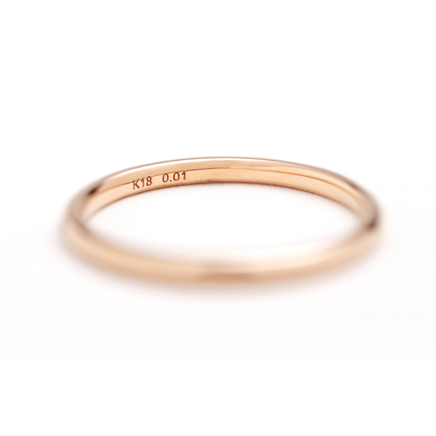 ダイヤモンドリング 1石 0.01ct ストレート 細身 K18PG ピンクゴールド