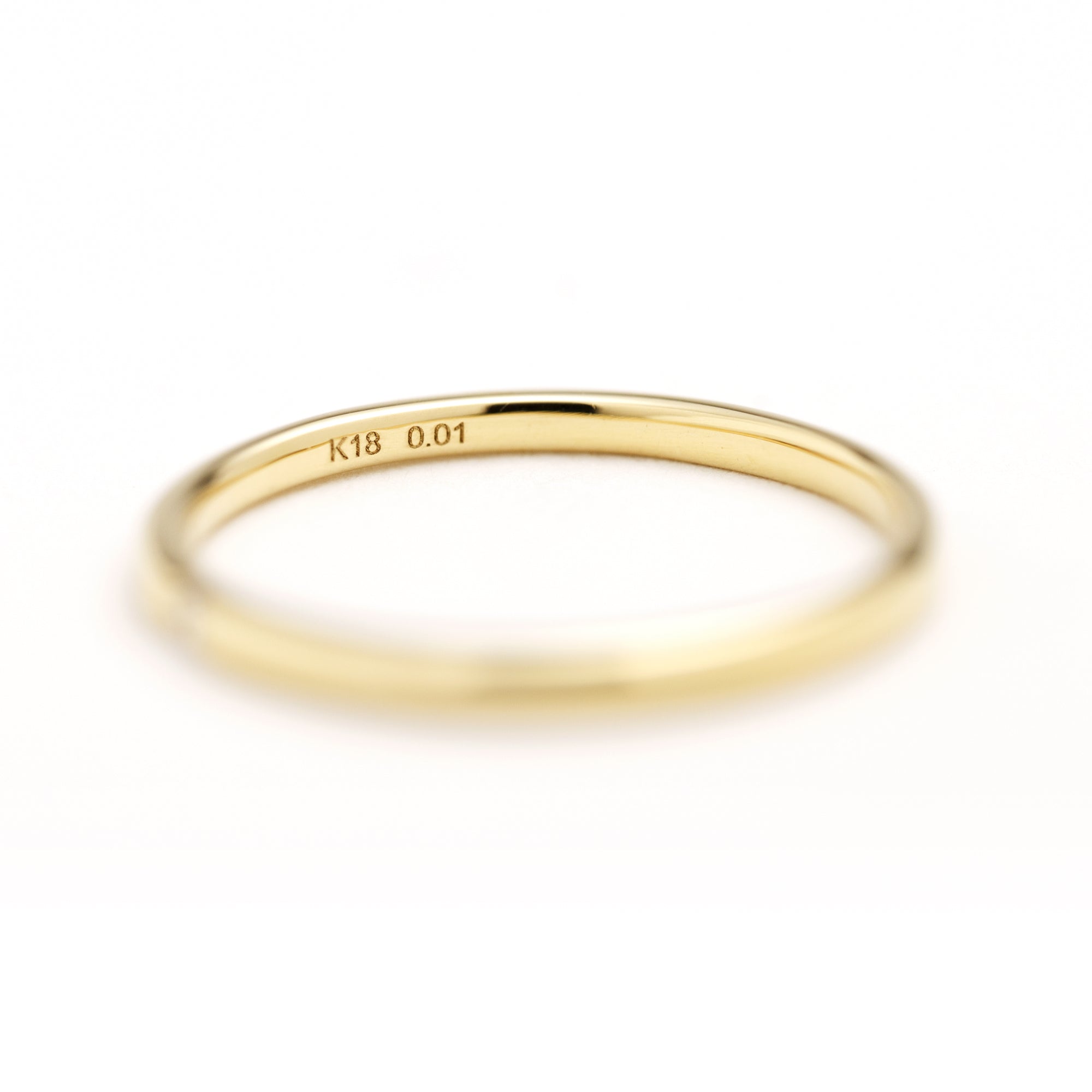 ダイヤモンドリング 1石 0.01ct ストレート 細身 K18YG イエロー