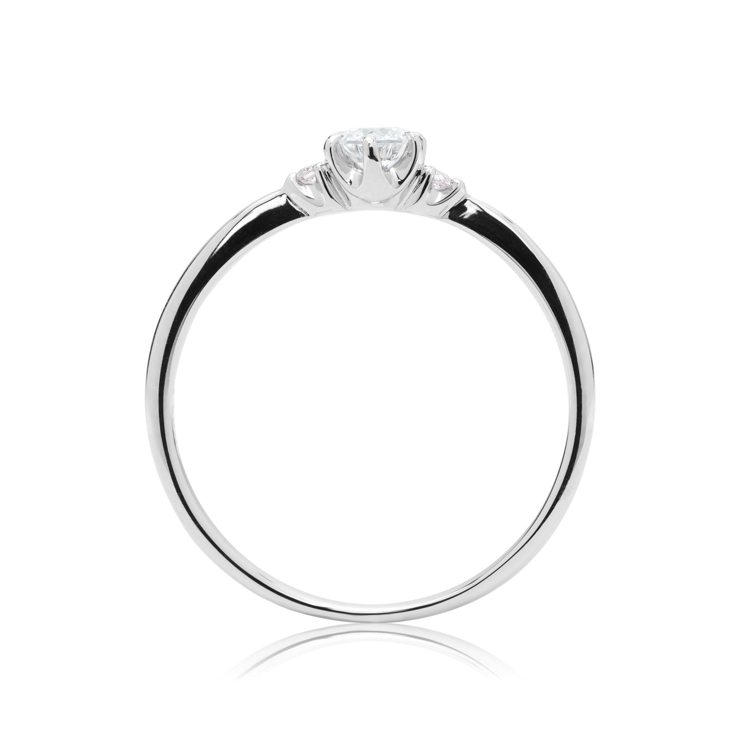 ピンクダイヤモンドリング 0.1ct-up PT900 6本爪留め ピンクダイヤ2石 細め