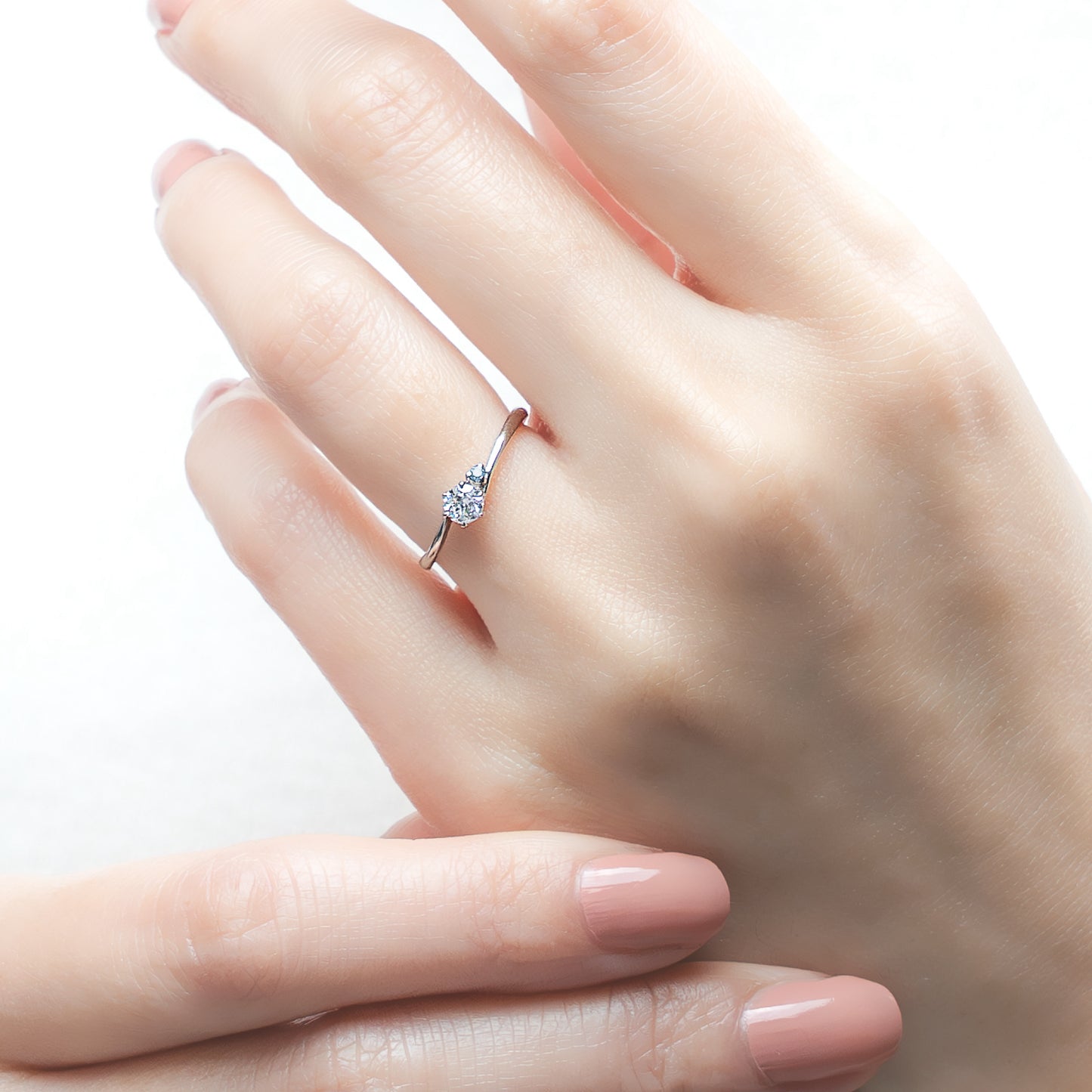 アイスブルーダイヤモンドリング 0.2ct PT900 6本爪留め
