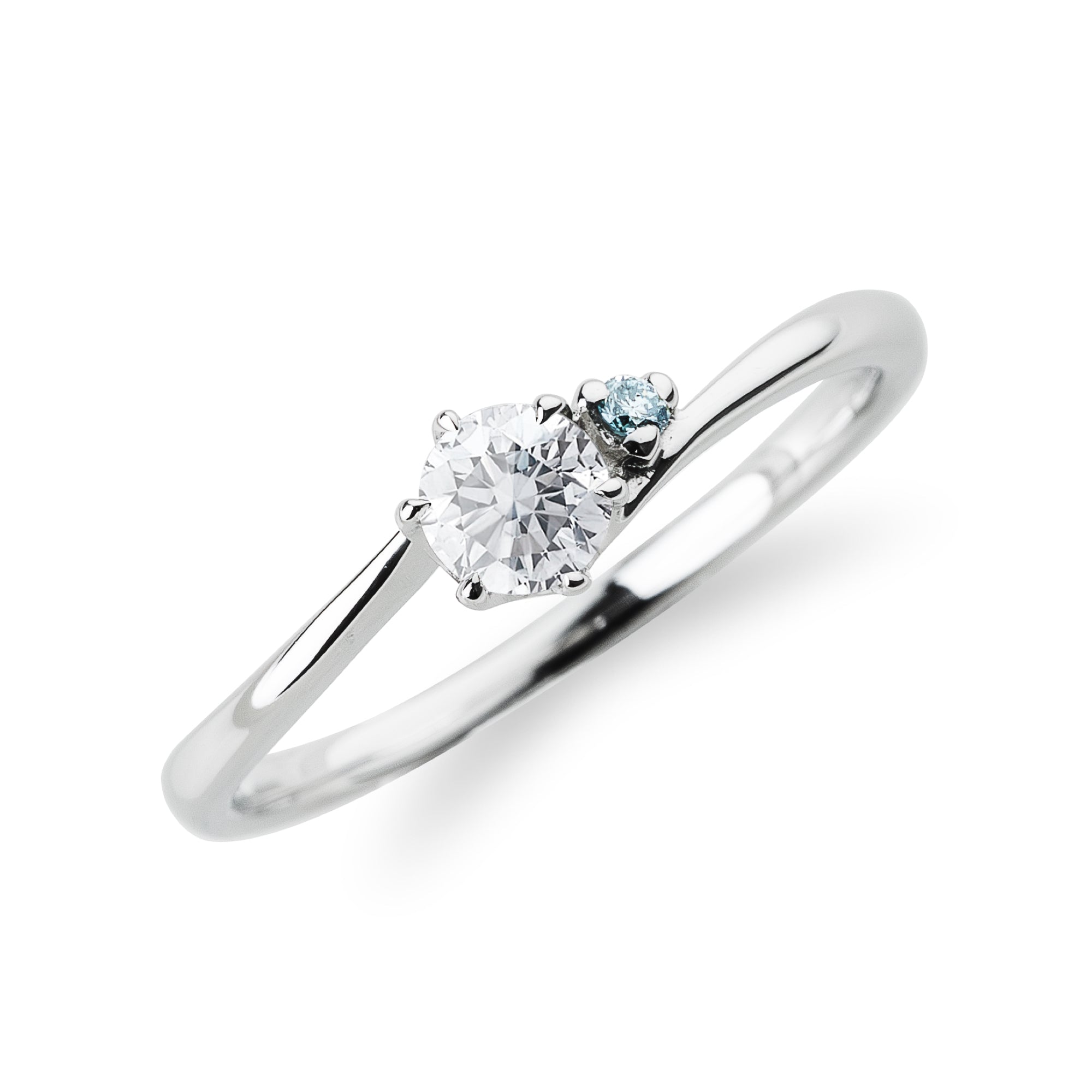 天然ダイヤモンド0.111ct 立爪バーベル片耳用 ブルーダイヤ ソーティング付