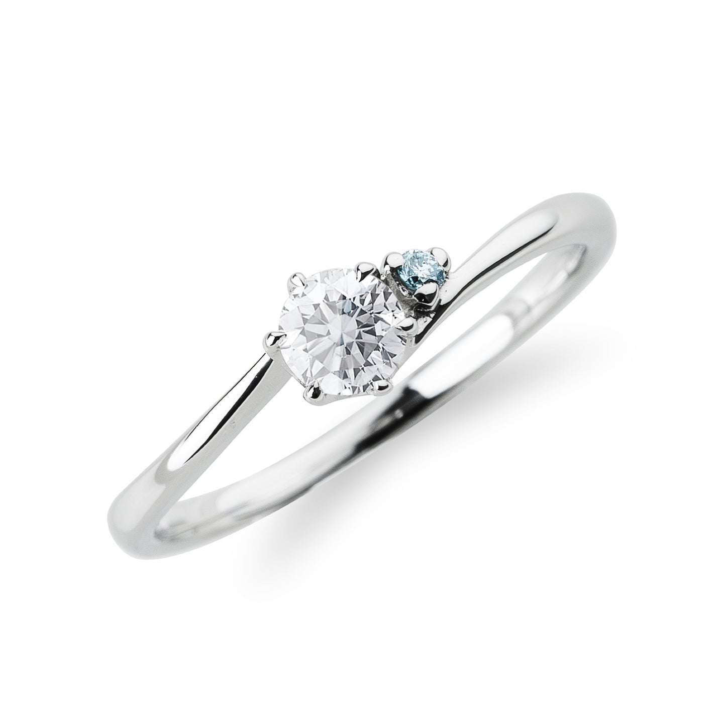 アイスブルーダイヤモンドリング 0.2ct PT900 6本爪留め