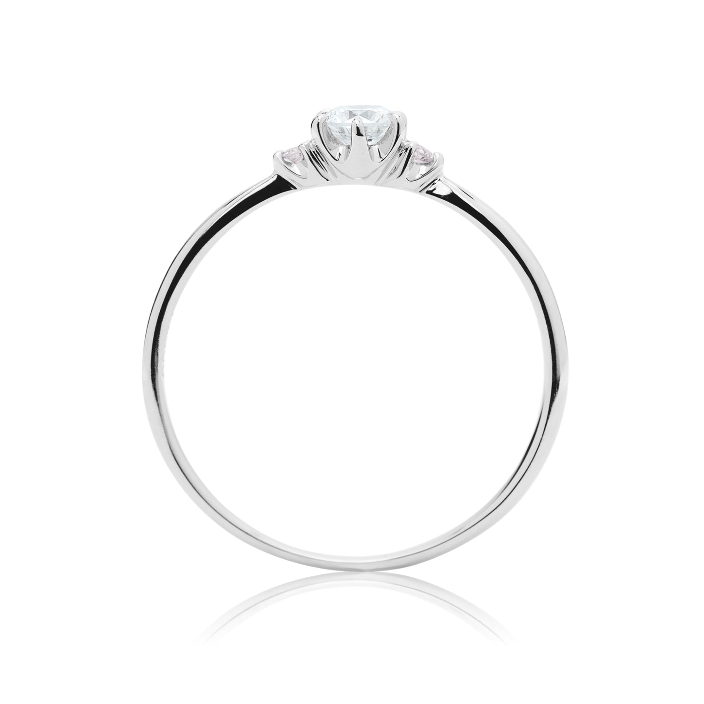 ピンクダイヤモンドリング 0.1ct-up PT900 6本爪留め ピンクダイヤ2石 極細
