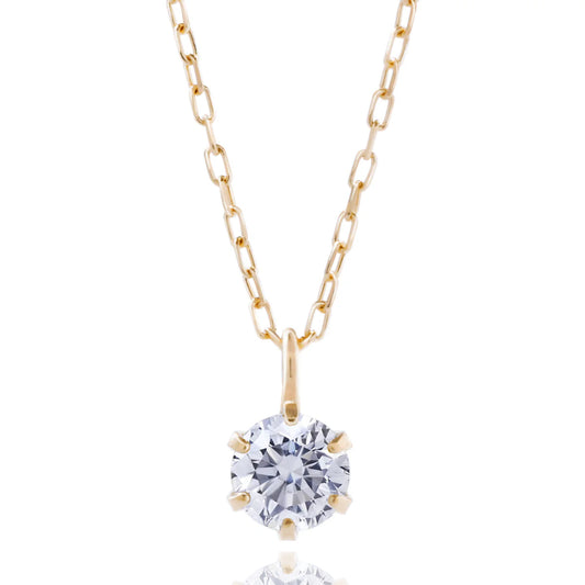 ダイヤモンドネックレス 1粒 6本爪 0.1ct K18YG イエローゴールド