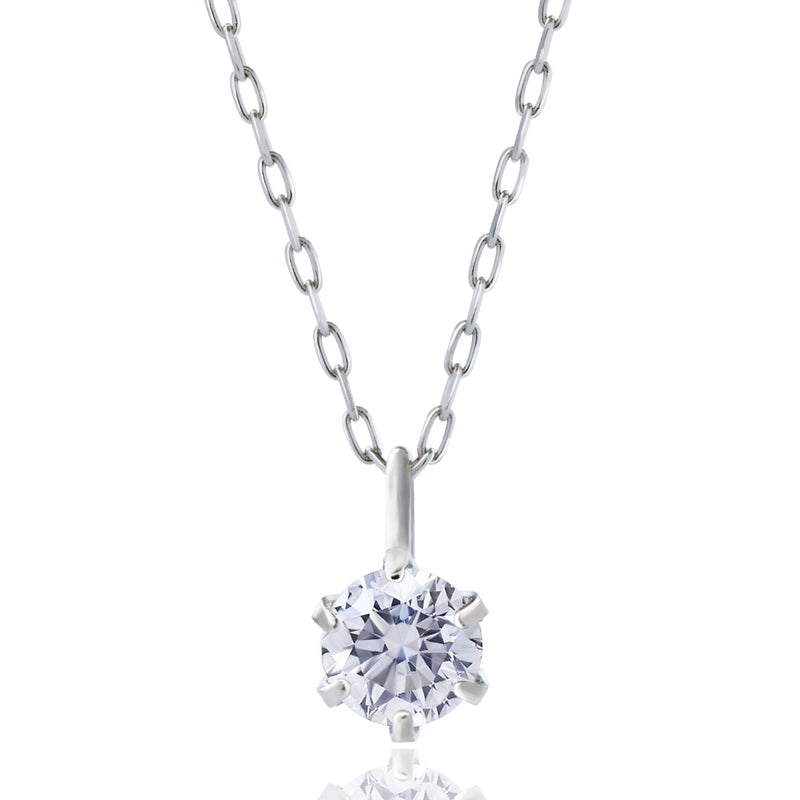 ダイヤモンドネックレス 1粒 6本爪 0.1ct PT プラチナ