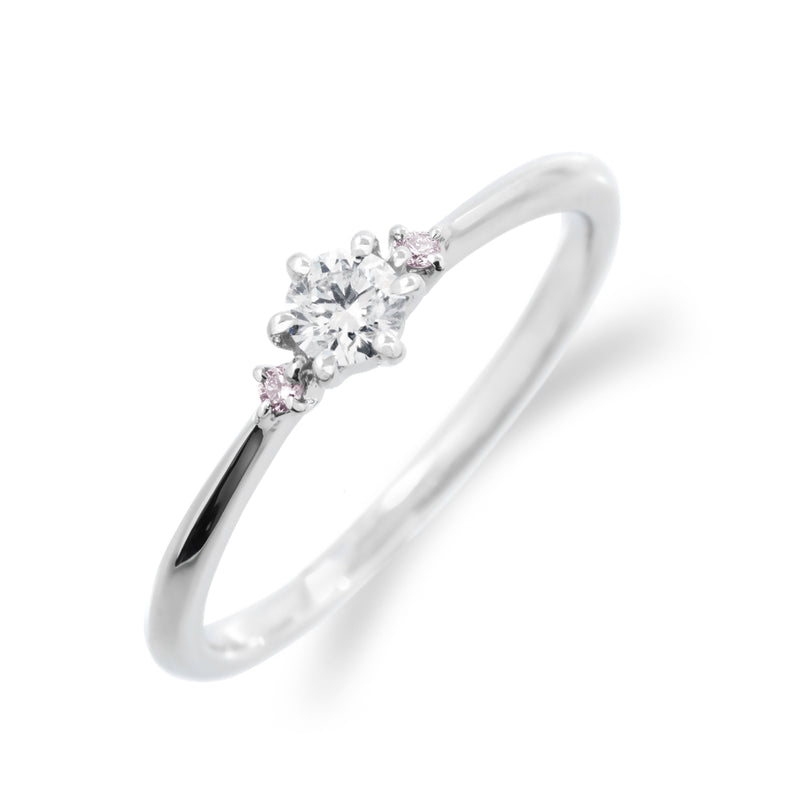 ピンクダイヤモンドリング 0.1ct-up PT900 プラチナ 6本爪留め ピンクダイヤ2石
